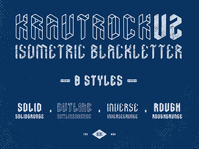 Introducing Krautrockv2 band art blackletter design font hand drawn illustration isometric isometric design poster art typography vector