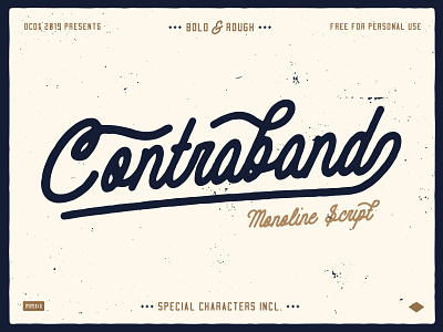 Free font - Contraband branding design font free hand drawn illustration logo poster art rough script font special characters typography vector vintage