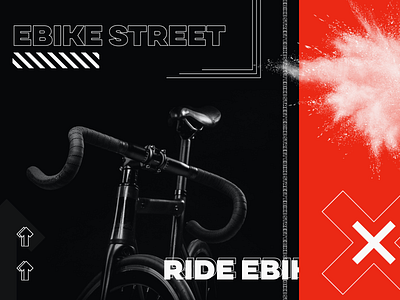 Post for Bike Website banner bicycle bike black bold border design ebike explosion line modern orange post stroke ui