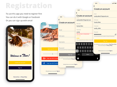 Registration for Travel App | Mobile App for iOs |