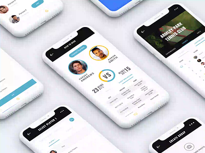 WeTennis App Mobile Screens application branding design development grid mobile mobile app sports tennis ui user experience user interface ux vector