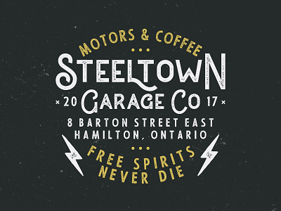 Steeltown Garage - Motors & Coffee branding design illustration logo typography vector