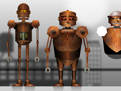 Robots2 city game grunge illustration robots rust texture