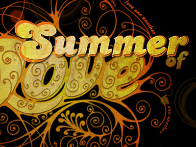 Summer of Love design grunge love script summer swirls type