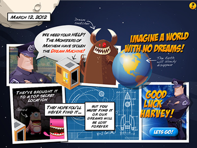 Monster's of Mayhem intro animation blue comic book design game game design interactive ipad iphone