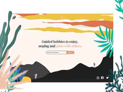 Out Of Office illustration landing page nature product design