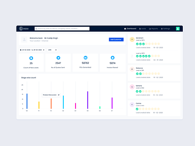 DashboardCRM app clean clean design colors design minimal product ui ux website