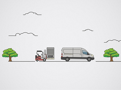 Load it up! forklift illustrator line lineart trees unused van