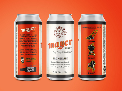 Mayer Light Beer Label beer beerart beercan beerlabel illustration labeldesign labels packagedesign packaging