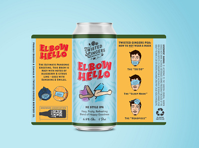 Elbow Hello Beer Design beer art beer can beer label covid19 craftbeer illustration mask packaging packagingpro wearamask