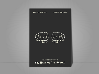 Poster Night of the Hunter concept design fist hate illustration love minimalist movie poster tattoo typography vector