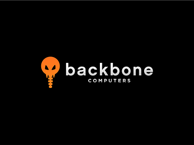 Backbone Computers Logo backbone branding computer concept design illustration logo minimalist skull typography vector