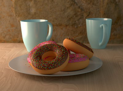 Morning Chat 3d art coffee concept design donut illustration stylized