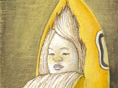 Self Portrait asian bananas conceptual white yellow