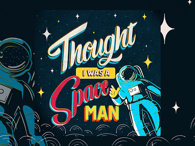 Space Man 3d illustration retro vintage
