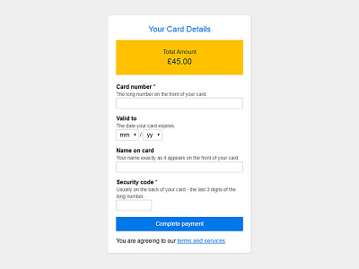 Daily UI #2 - Credit Card Form credit card daily ui form
