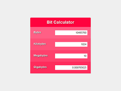 Daily UI #4 - Bit Calculator convertor daily ui