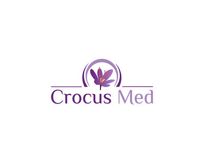 Crocus med branding design flat icon illustration logo typography vector