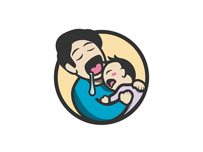 Father and Daughter adobe illustrator branding cartoon daughter design father fathers day flat hug illustration logo sleep vector