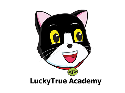 LuckyTrue Academy logo illustration cat happy