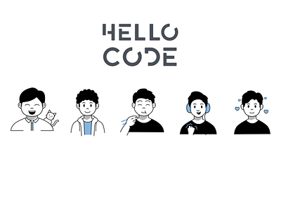 Hello Code Startup Team branding illustrator people team
