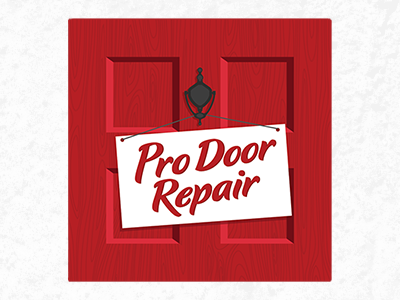 Pro Door Repair Logo logo red vector wood texture