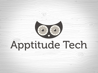 Apptitude Tech Owl Logo cog logo owl smart wise wood