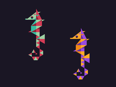 Sea Ponies geometric illustration seahorses seaponies