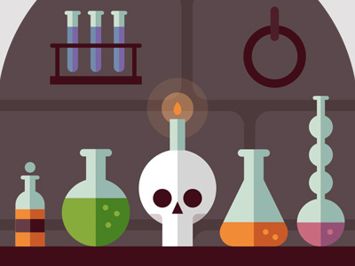 Halloween Laboratory beakers halloween holiday illustration laboratory pumpkin skull spooky