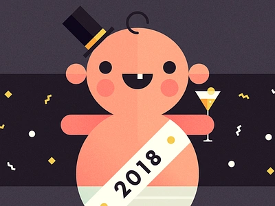 Happy New Year 2018 baby drunkbaby happynewyear holiday illustration martini newyear