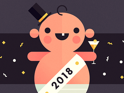 Happy New Year 2018 baby drunkbaby happynewyear holiday illustration martini newyear