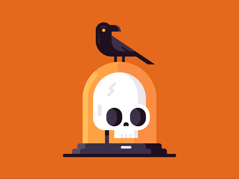 Boney Perch animation autumn bird crow death fall halloween head horror illustration motion murder october raven severed head skull slasher snake spooky