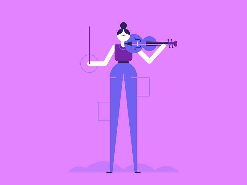 Concerto classical violin orchestra music people character design illustration