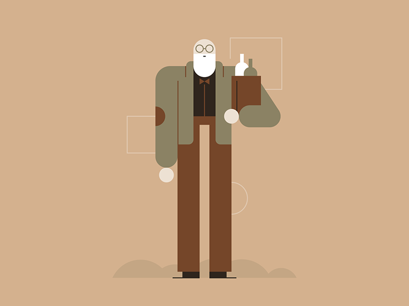 Intoxicated Old Man people professor wine drunk old man character design illustration