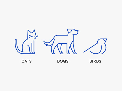 Petmate Animal Icons - Jeff Zepeda animal bird blue cat dog icon icon design iconography icons icons pack icons set jeffzepeda motif pet icons pets symbol