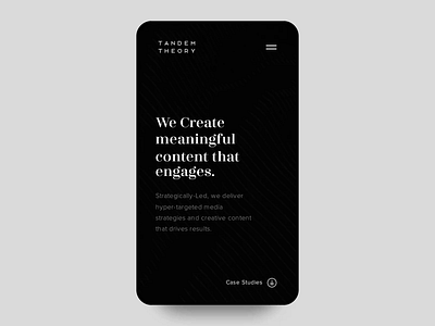 Tandem Theory Website Interaction animation black case study design interaction mobile portfolio simple ui user interface ux website zepeda