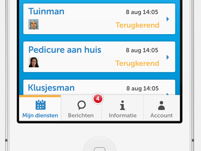 iPhone global navigation for service provider menu global navigation icons alert highlight list board active state