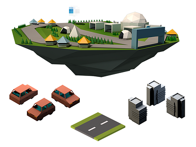 Low poly assets 3d cinema 4d isometric low poly