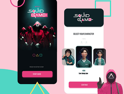 Squid Game animation app app design motion graphics squid game app concept ui uiux visual design