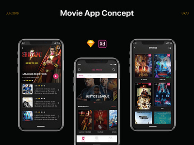 Movie App actors cinema film mobile movie app movies series ticket uiux website wireframing