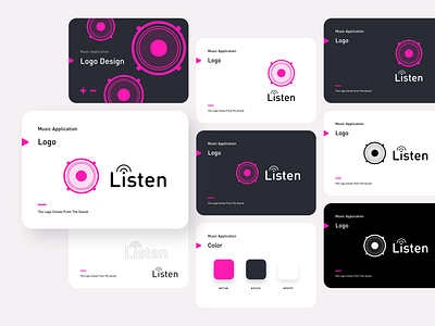 Listen-Logo design application branding branding design card color creative design design icon listen logo logodesign logotype music app typography