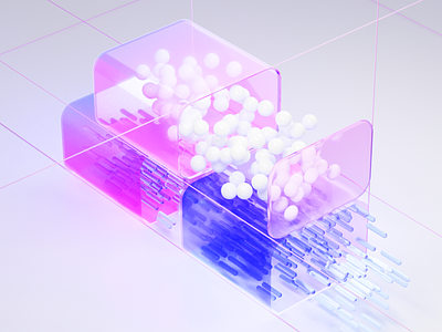 3D particle design 3d blender creative design frosted glass illustration particles plane art popular purple ui web