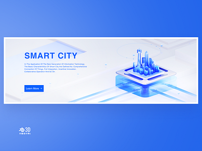 Smart City 3d banner blender card design glass illustration ui web