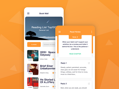 Reading Application app book mall card design illustration ios mobile orange read redesign ui ux