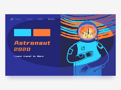 Astronaut 2020-web design 2020 astronaut blue card design draw illustration print space space art ui web web design