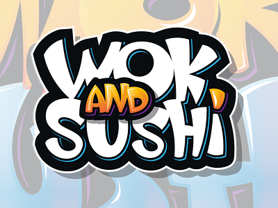wok and sushi illustration logo logos vector