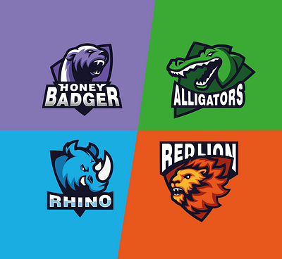 4 mascot logos illustration logo logos vector