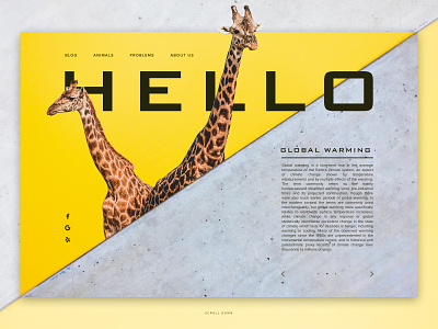 Shot #1 animals design giraffe minimal typography ui ux web website yellow