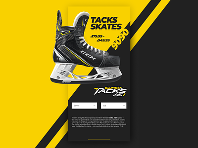 Shot #10 app design eccomerce hockey logo minimal shop skates typography ui ux vector yellow