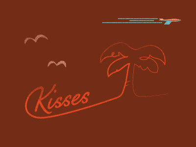 Kisses airplane gig poster kisses mid century palm springs palm trees relax sea gull